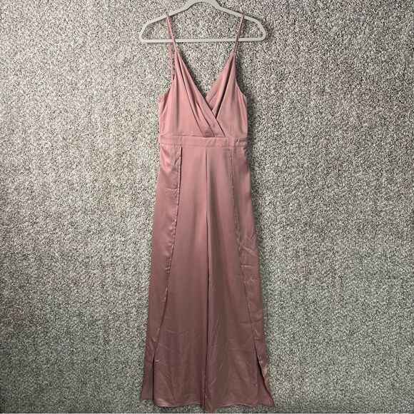 Lulus Jumpsuit Women’s Small Classy Night Out Maeve Satin Slit Leg NWT - Picture 5 of 15